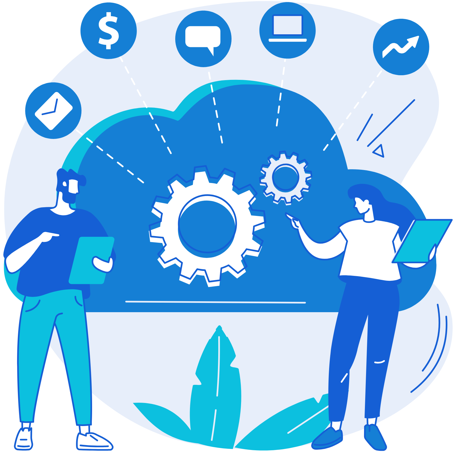 Professionals collaborating in a modern office